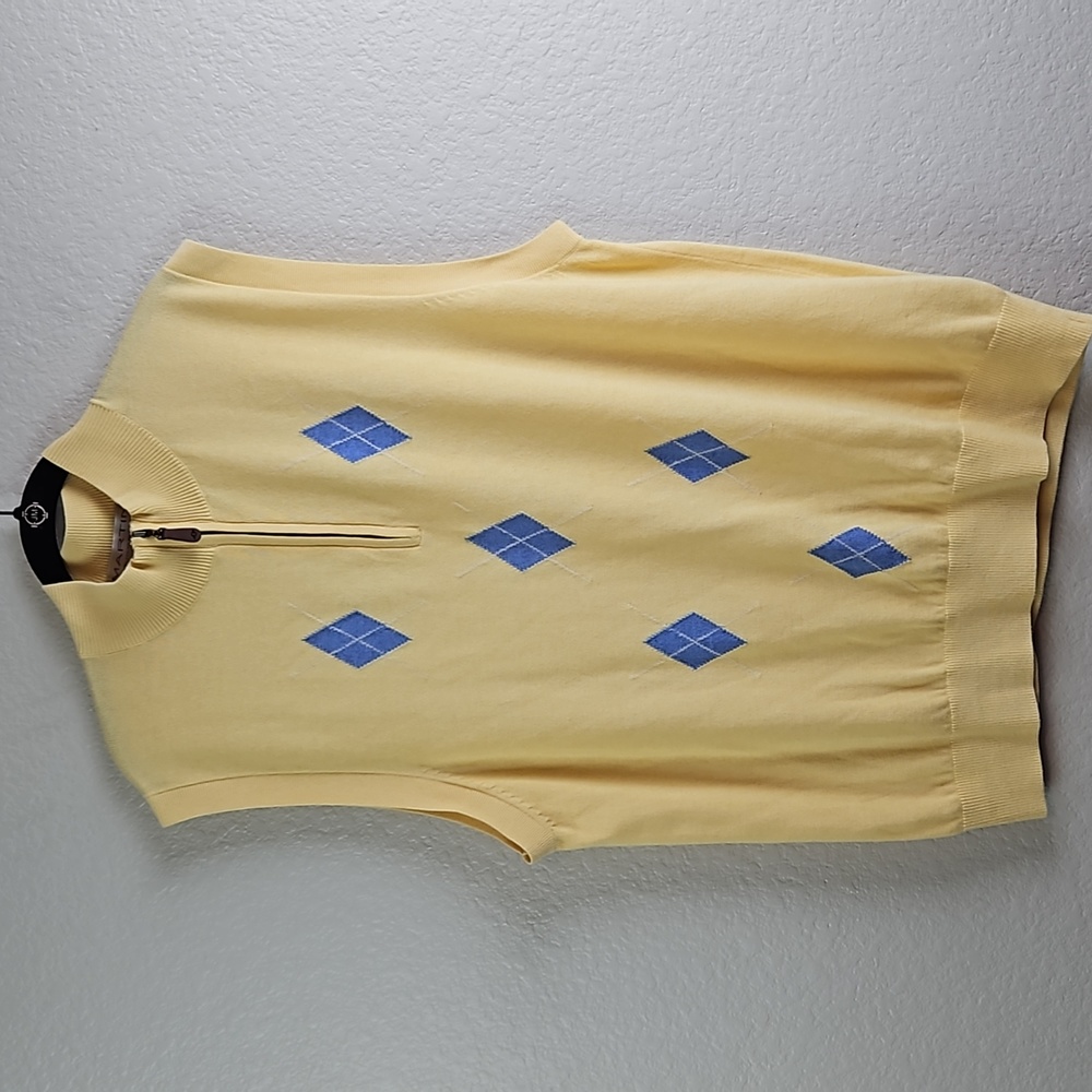 Martin | Men's 1/4 Zip Merino/Cotton Argyle Whisper Rock Golf Club Vest Sz L - Picture 2 of 10